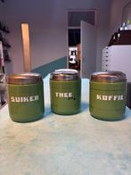 emaille reseda groene bussenset met dubbele bies, Antiek en Kunst, Antiek | Emaille, Ophalen of Verzenden