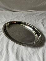 Vintage RVS Franse inox ovale serveerschaal met parelrand, Ophalen, Overige materialen, Overige stijlen, Schaal of Schalen