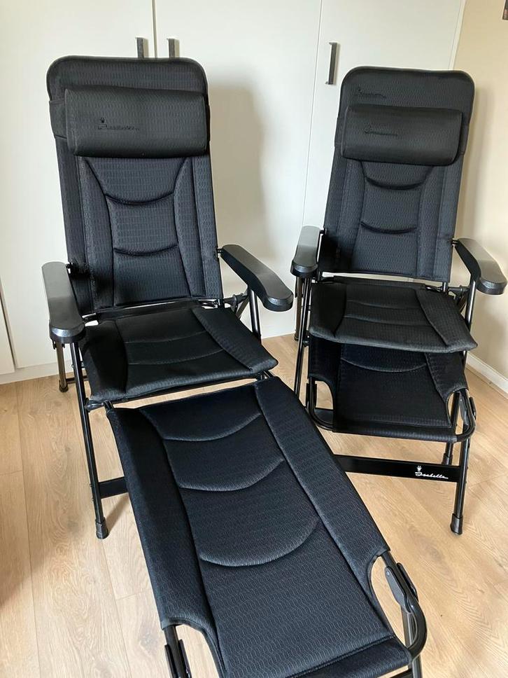 2 Isabella standenstoelen + voetenbanken - Zo goed als nieuw, Tuin en Terras, Ligbedden, Zo goed als nieuw, Aluminium, Inklapbaar