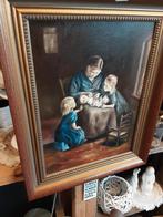 Schilderij: Moeder en kinderen met pop, Antiek en Kunst, Ophalen