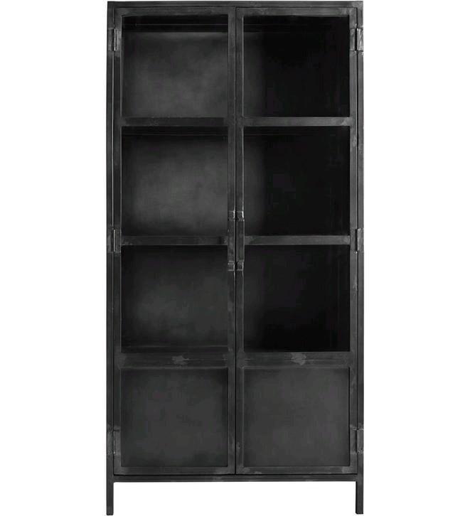 Stalen vitrinekast met glazen deuren van PRONTO WONEN, Huis en Inrichting, Kasten | Boekenkasten, Gebruikt, 50 tot 100 cm, 150 tot 200 cm