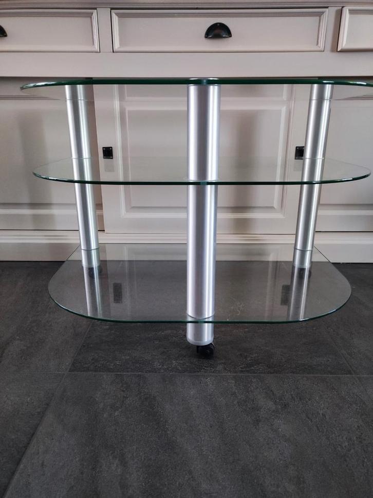 Glazen TV Meubel / Stereomeubel, Huis en Inrichting, Kasten | Televisiemeubels, Gebruikt, Minder dan 100 cm, 50 tot 100 cm, 25 tot 50 cm