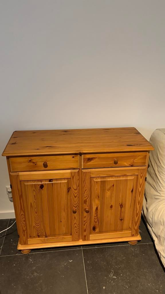 Houten dressoir met deuren en lades, Huis en Inrichting, Kasten | Buffetkasten, Ophalen, Gebruikt, 100 tot 150 cm, Minder dan 100 cm