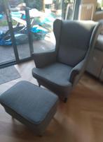 Fauteuil, IKEA type STRANDMON, met voetenbank., Ophalen, Gebruikt, Minder dan 75 cm, Stof