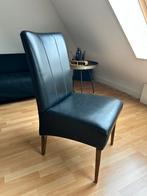 6 Leren stoelen met houten poten - gratis af te halen, Huis en Inrichting, Ophalen, Gebruikt, Zwart, Vijf, Zes of meer stoelen