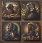 Gordon Setter Rembrandt stijl onderzetters met houder, Ophalen of Verzenden, Nieuw, Glas of Kopje