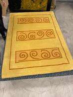 Vloerkleed geel oker wol met rand en design 160x230cm, Ophalen of Verzenden