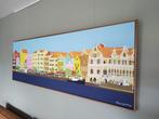 Schilderij (print) Handelskade Curacao van Mirjam Griffioen., Schilderij, Gebruikt, Ophalen, 75 cm of meer