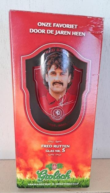 Grolsch Bierglas type graaf, logo 7 en afb. Fred Rutten beschikbaar voor biedingen