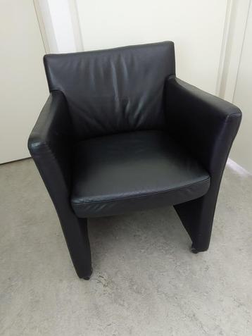 design vier eetkamerstoelen nappa zwart leer  beschikbaar voor biedingen