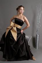 Galajurk baljurk promdress zwart gouden stipjes, Ophalen of Verzenden, Kleding, Maat 36 (S), Overige thema's