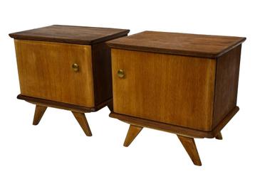 Vintage Nachtkastjes Set Van 2 Teak Fineer Jaren 60 beschikbaar voor biedingen