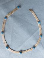 Antiek design halssieraad met blauwe stenen in 925 karaat zi, Sieraden, Tassen en Uiterlijk, Antieke sieraden, Ketting, Ophalen of Verzenden
