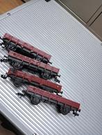 4 platte bakwagens fleischman 1, Gebruikt, Gelijkstroom, Fleischmann, Wagon