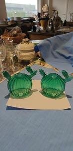 vaasjes in cactus vorm groene kleur 2 stuks, Ophalen of Verzenden, Minder dan 50 cm, Groen, Glas