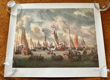 Spiegelgevecht op het IJ - Abraham Storck - poster zeevaart beschikbaar voor biedingen