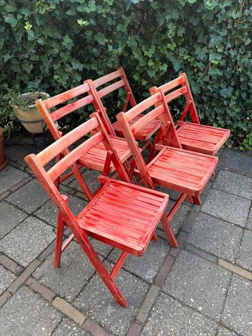 Klapstoelen Mid Century Rood, Set Van 5 beschikbaar voor biedingen