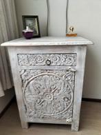 Houten nachtkastje met lade en deur, Ophalen, Minder dan 50 cm, 25 tot 50 cm, Overige houtsoorten