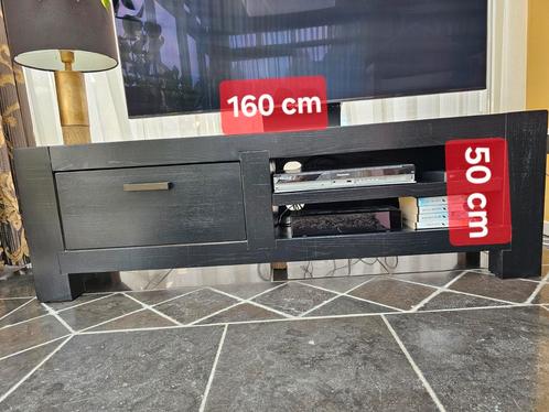 Zwart houten tv-meubel – massief en degelijk, Huis en Inrichting, Kasten | Televisiemeubels, Minder dan 100 cm, 150 tot 200 cm