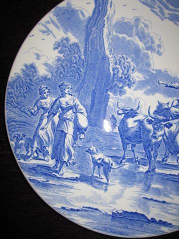 Wandbord Boch la Louviere, sierlijke blauwe afbeelding 29cm beschikbaar voor biedingen