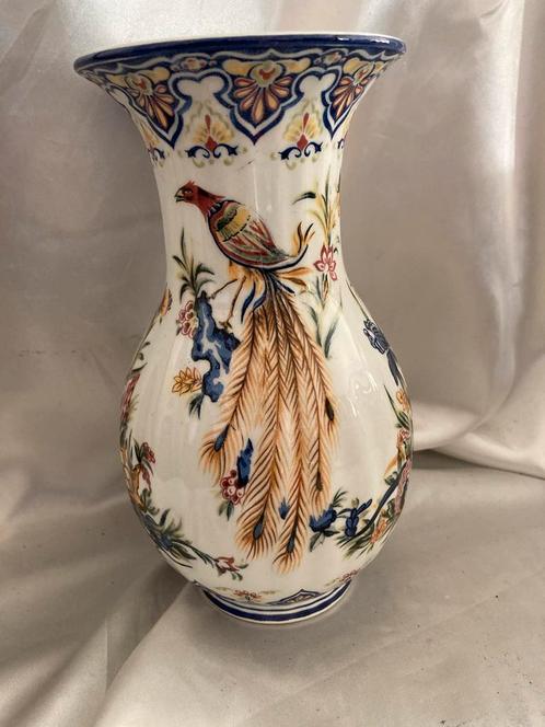 Delfia Vaas met Paradijsvogels en Bloemen, Antiek en Kunst, Antiek | Vazen, Ophalen of Verzenden