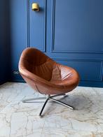 Label Hidde fauteuil leer Yak chroom onderstel, Huis en Inrichting, Fauteuils, Ophalen, Leer, Zo goed als nieuw, Modern