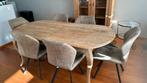Ovale (eiken) eettafel + 6 olijfkleurige stoelen, Huis en Inrichting, Tafels | Eettafels, Ophalen, Gebruikt, Eikenhout, 50 tot 100 cm