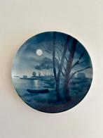 Klein blauw wandbord met afbeelding van bootje in het water, Ophalen of Verzenden