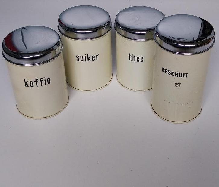 Brabantia Emaille Voorraadbussen Koffie/Thee/Suiker/Beschuit, Antiek en Kunst, Antiek | Emaille, Ophalen of Verzenden