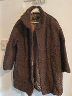 Vintage wollen jas met krulwol, Bruin, Maat 42/44 (L), Ophalen of Verzenden, Zo goed als nieuw