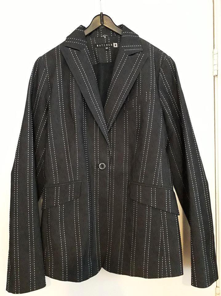 Krijtstreep blazer maat 40, Kleding | Dames, Jasjes, Kostuums en Pakken, Zo goed als nieuw, Jasje, Maat 38/40 (M), Zwart, Ophalen of Verzenden