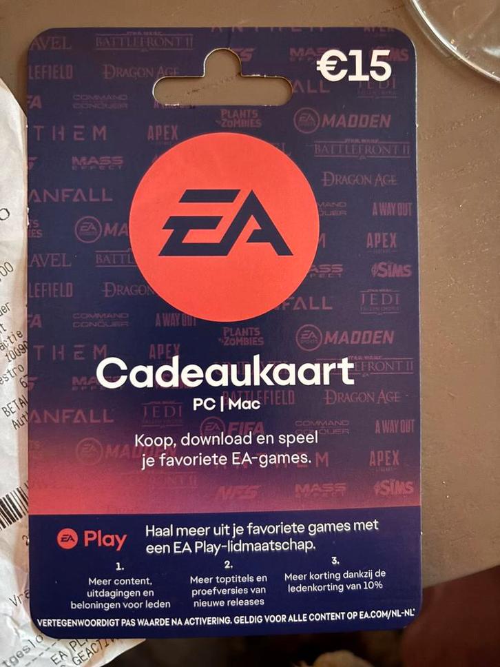 EA cadeaukaart! Verkeerd gekocht, nu €10,-!, Computers en Software, Printerbenodigdheden, Nieuw, Ophalen of Verzenden