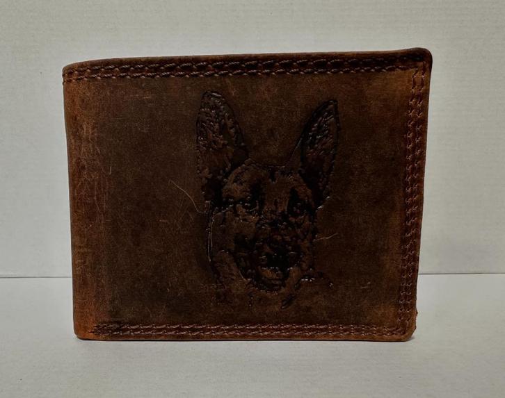 Duitse Herder hond portemonee van leer bruin portefeuille, Sieraden, Tassen en Uiterlijk, Portemonnees, Nieuw, Bruin, Leer, Ophalen of Verzenden