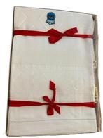 100% linnen damast badhanddoeken (set van 6) Ecru, Ophalen of Verzenden, Nieuw, Wit, Handdoek