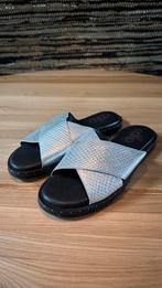 AAIKO leren slippers zilver zwart mt 40 zgan, Kleding | Dames, Schoenen, Slippers, Aaiko, Ophalen of Verzenden, Zo goed als nieuw