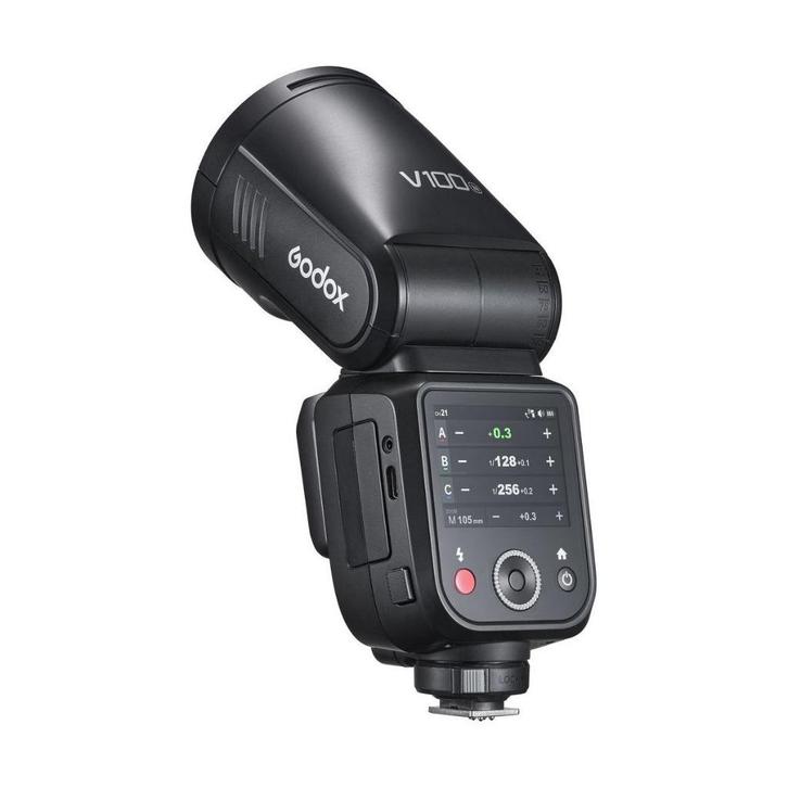 Godox V100 Nikon flitser (inclusief BTW), Audio, Tv en Foto, Fotografie | Flitsers, Zo goed als nieuw, Overige merken, Kantelbaar