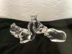 Drie Hadeland Noorse vintage kristal glas sculpturen dieren, Antiek en Kunst, Ophalen of Verzenden