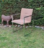 Moderne design stoel met chromen frame Arco, Huis en Inrichting, Gebruikt, Bruin, Ophalen of Verzenden, Metaal