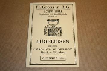 Catalogus Strijkijzers - Gross - 1921 !! beschikbaar voor biedingen