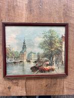 Schilderij van Bloemenmarkt in Amsterdam, Antiek en Kunst, Ophalen of Verzenden