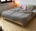 Bed, Ophalen, Beige, Tweepersoons, Zo goed als nieuw