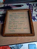 Oude Maxim spreuk in lijst, Antiek en Kunst, Kunst | Overige Kunst, Ophalen of Verzenden