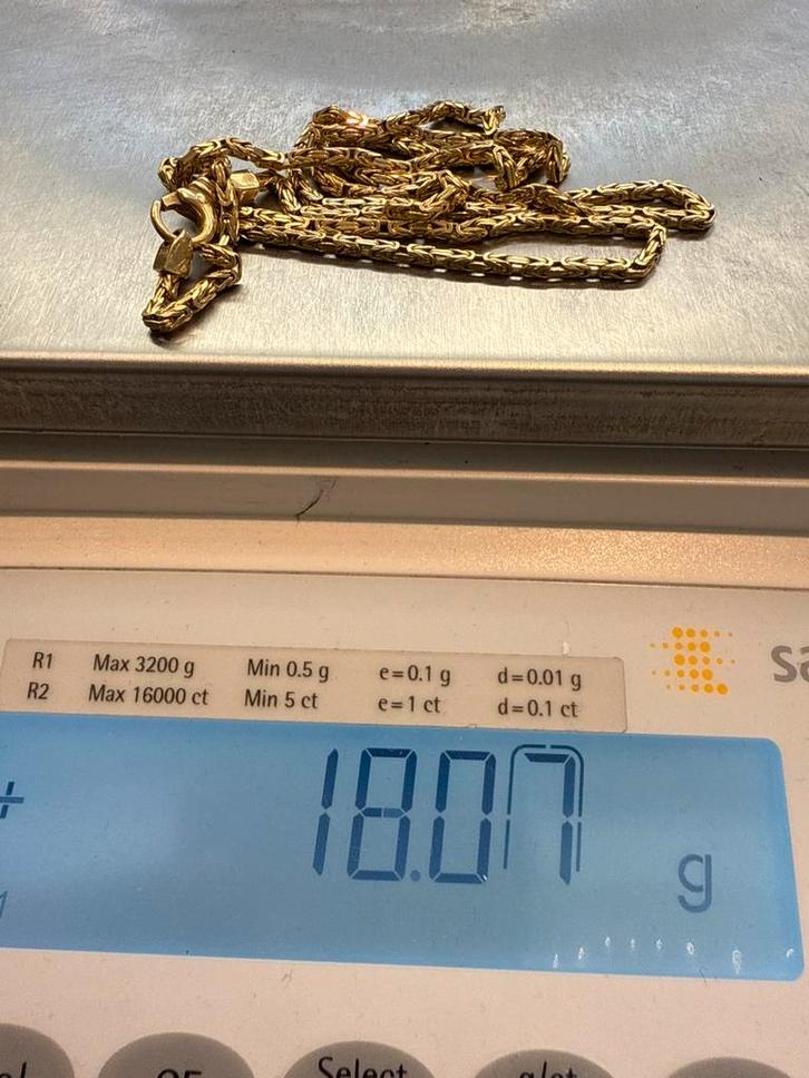 Prachtige 14 kt gouden massieve koningsketting 65 cm, Sieraden, Tassen en Uiterlijk, Kettingen, Goud, Ophalen of Verzenden