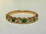 18 karaat gouden ring met smaragd en natuurlijke VS diamant!, Ophalen of Verzenden, 17 tot 18, Met edelsteen, Dame