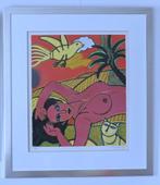 Corneille - Roze vrouw met vogel en kat - Gesigneerd - 1994, Antiek en Kunst, Ophalen of Verzenden