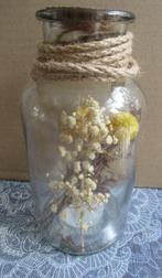 nieuw: glazen pot met droogbloemen, Ophalen of Verzenden, Nieuw
