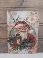 Vintage look kerst-kaart kerstman met lantaarn & kerststukje, Ophalen of Verzenden, 1980 tot heden, Ongelopen, Feest(dag)