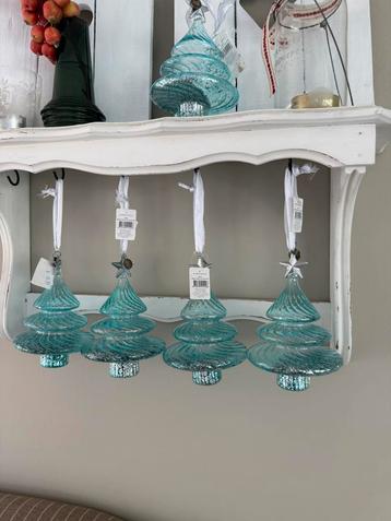 Riviera Maison zes nieuwe blauw glazen kerstboom hangers new beschikbaar voor biedingen