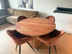 Houten Eettafel met Stoelen, Huis en Inrichting, Tafels | Eettafels, Ophalen, 100 tot 150 cm, Rond, Zo goed als nieuw