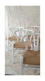 5 Wishbone stoelen, Hans Wegner inspired, Huis en Inrichting, Stoelen, Riet of Rotan, Gebruikt, Wit, Onbekend